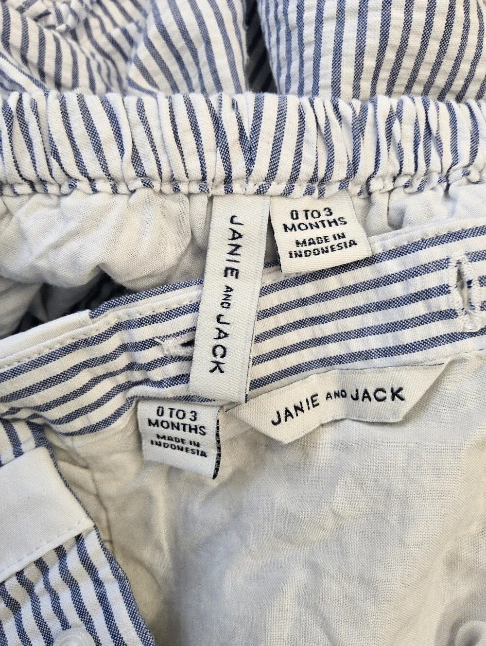 Janie and Jack Light Blue & White Seersucker Set